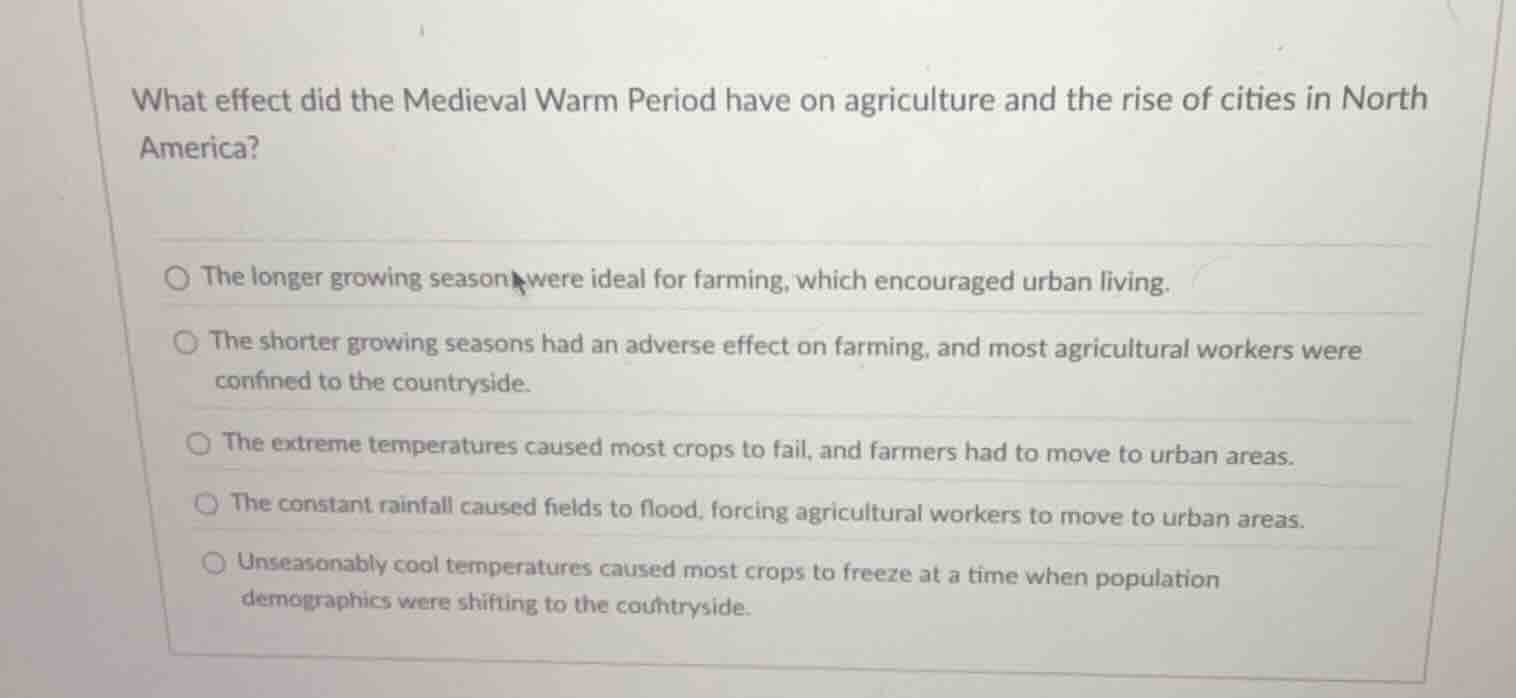 what effect did the medieval warm period have on agriculture and the ri…