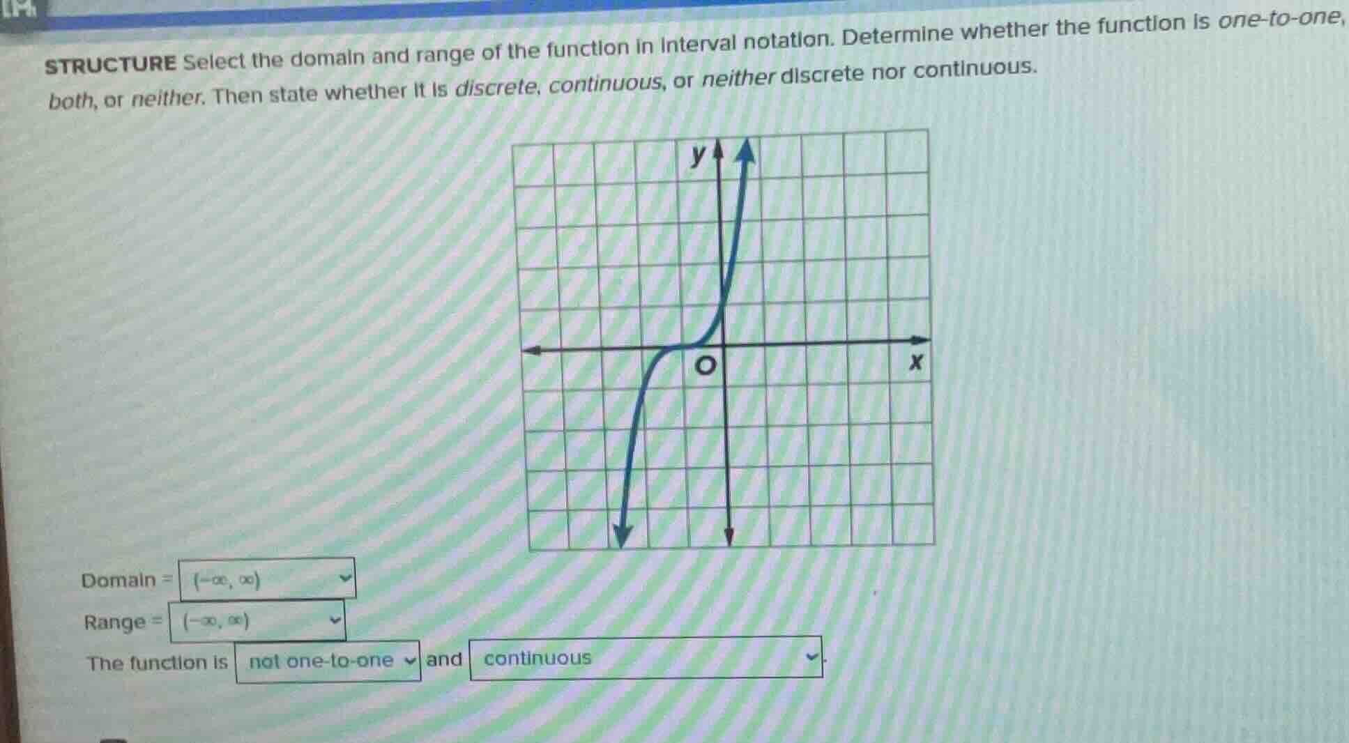 structure select the domain and range of the function in interval notat…