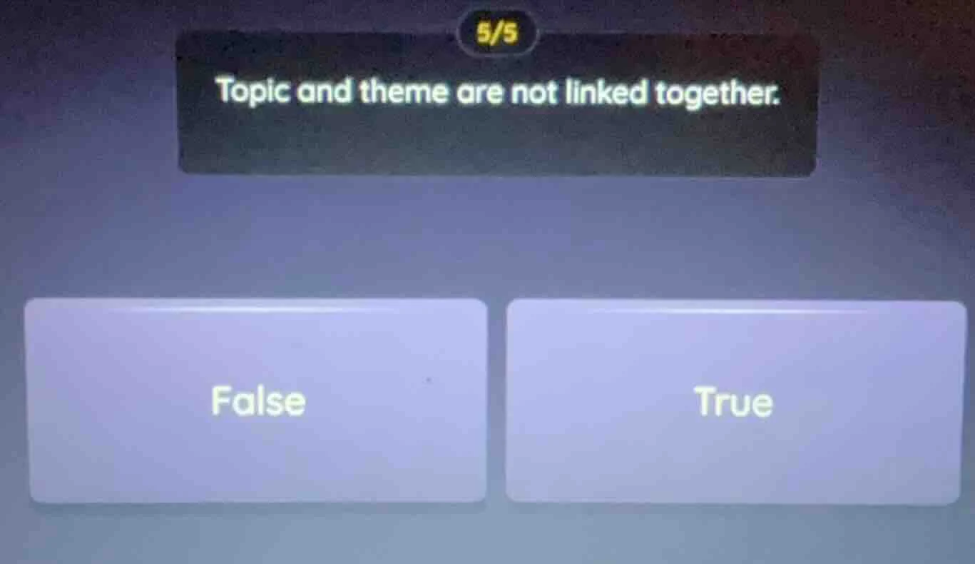 5/5 topic and theme are not linked together. false true