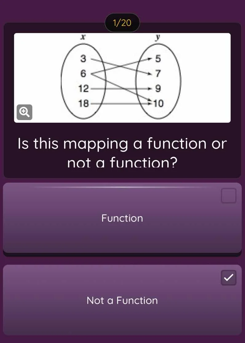 1/20 is this mapping a function or not a function? function not a funct…