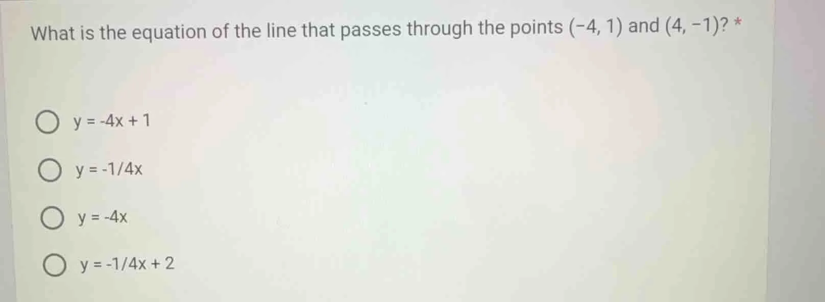 what is the equation of the line that passes through the points $(-4, 1…