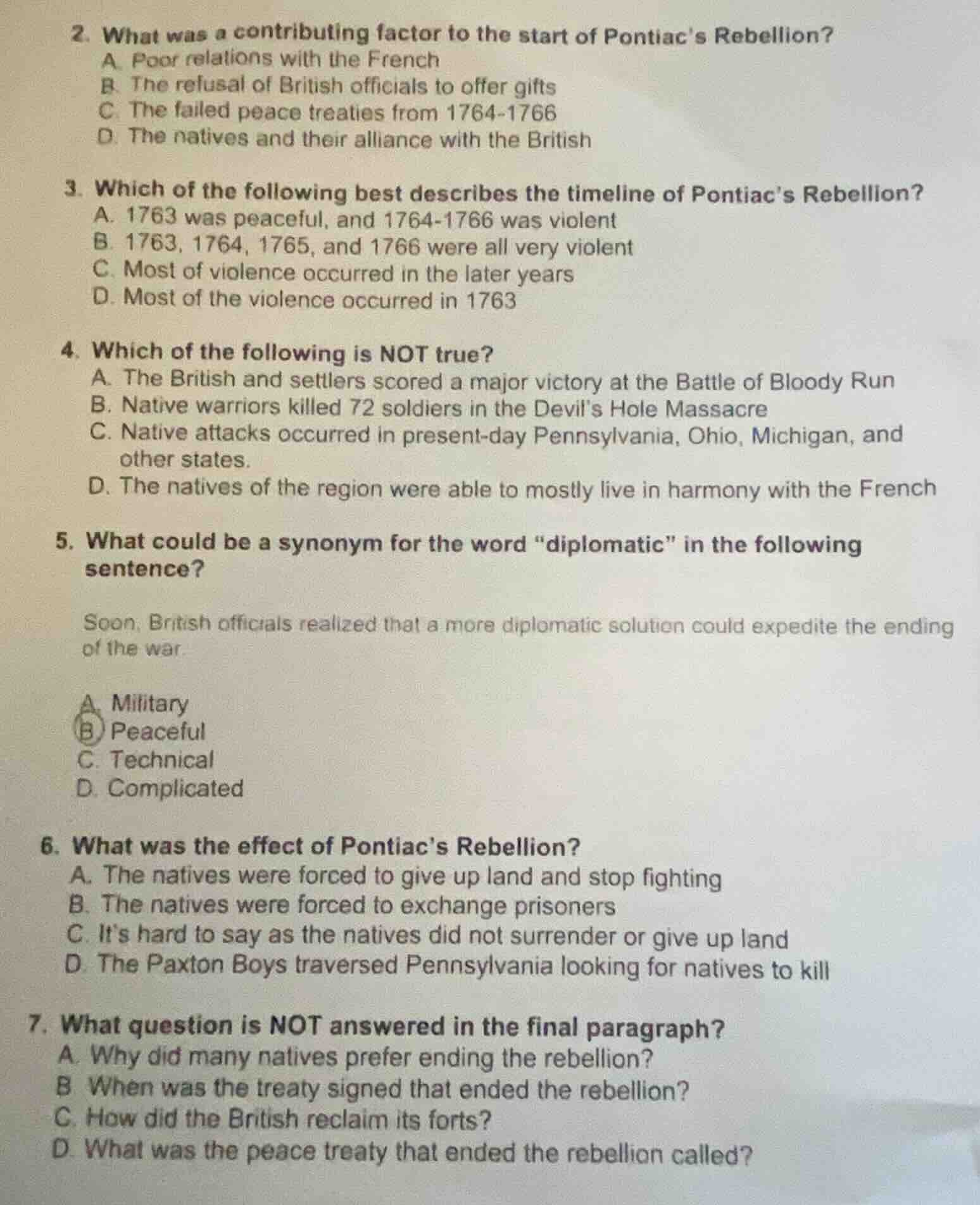 2. what was a contributing factor to the start of pontiacs rebellion?a.…