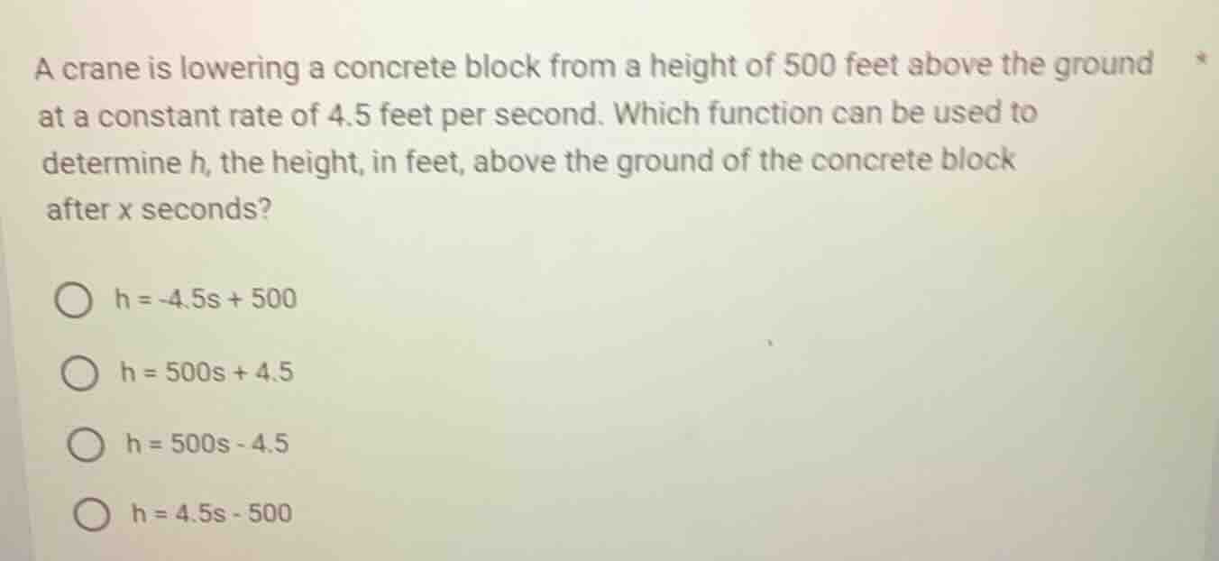 a crane is lowering a concrete block from a height of 500 feet above th…