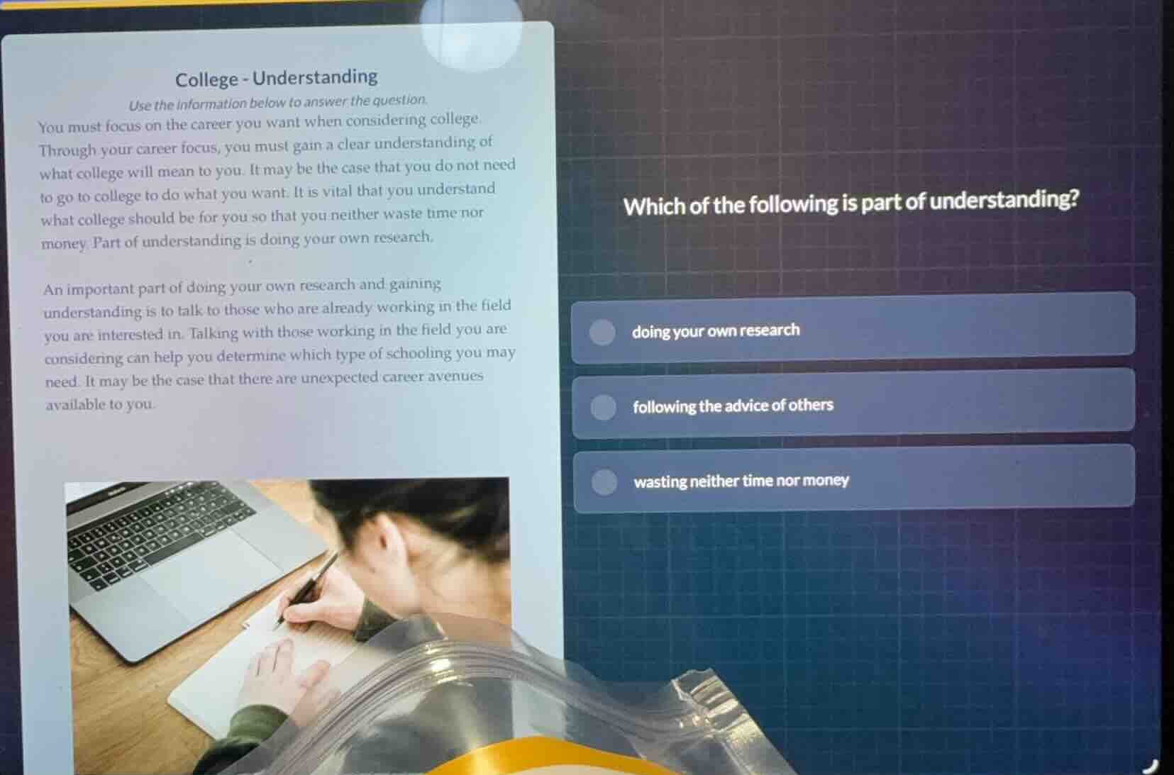 college - understanding use the information below to answer the questio…