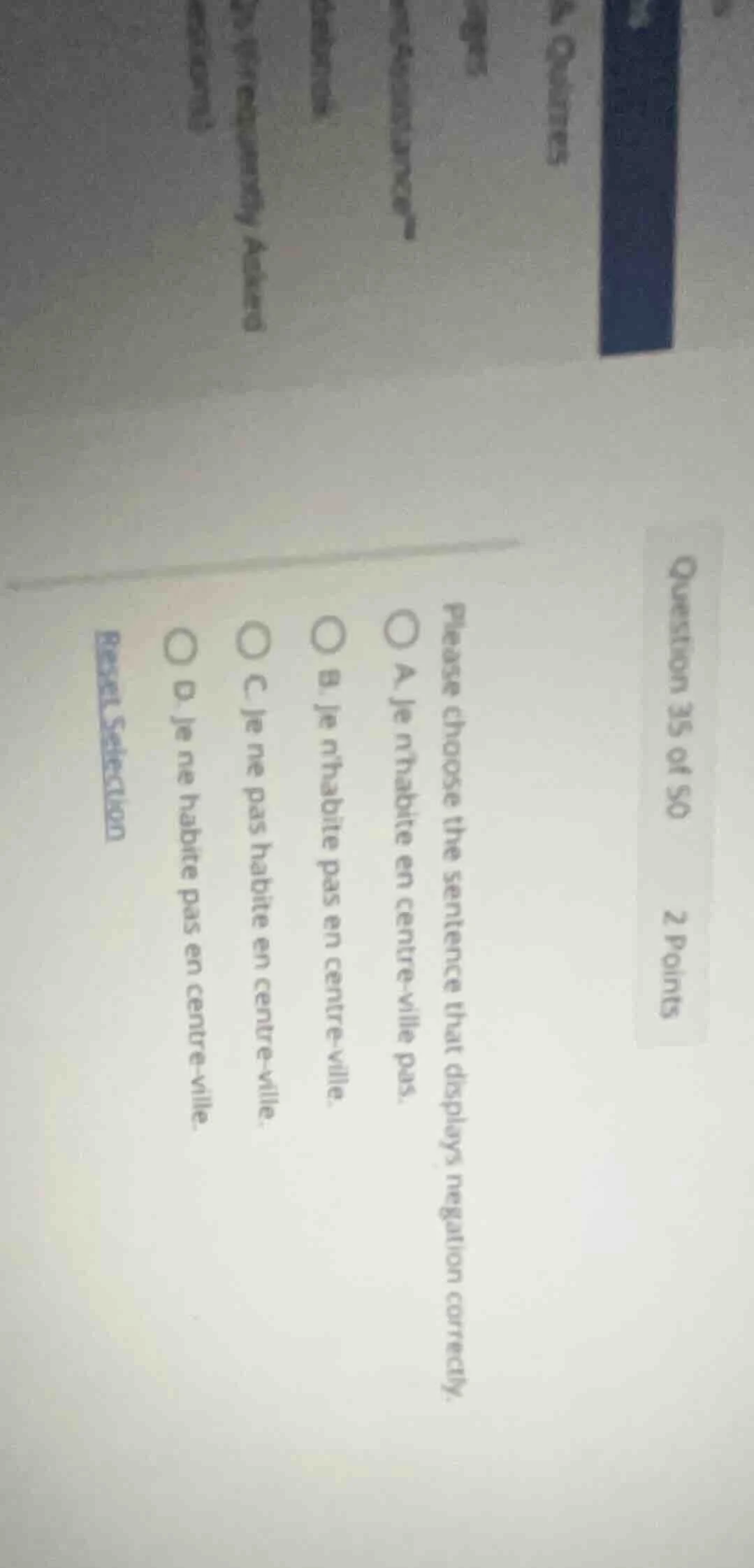 question 35 of 50 2 points please choose the sentence that displays neg…