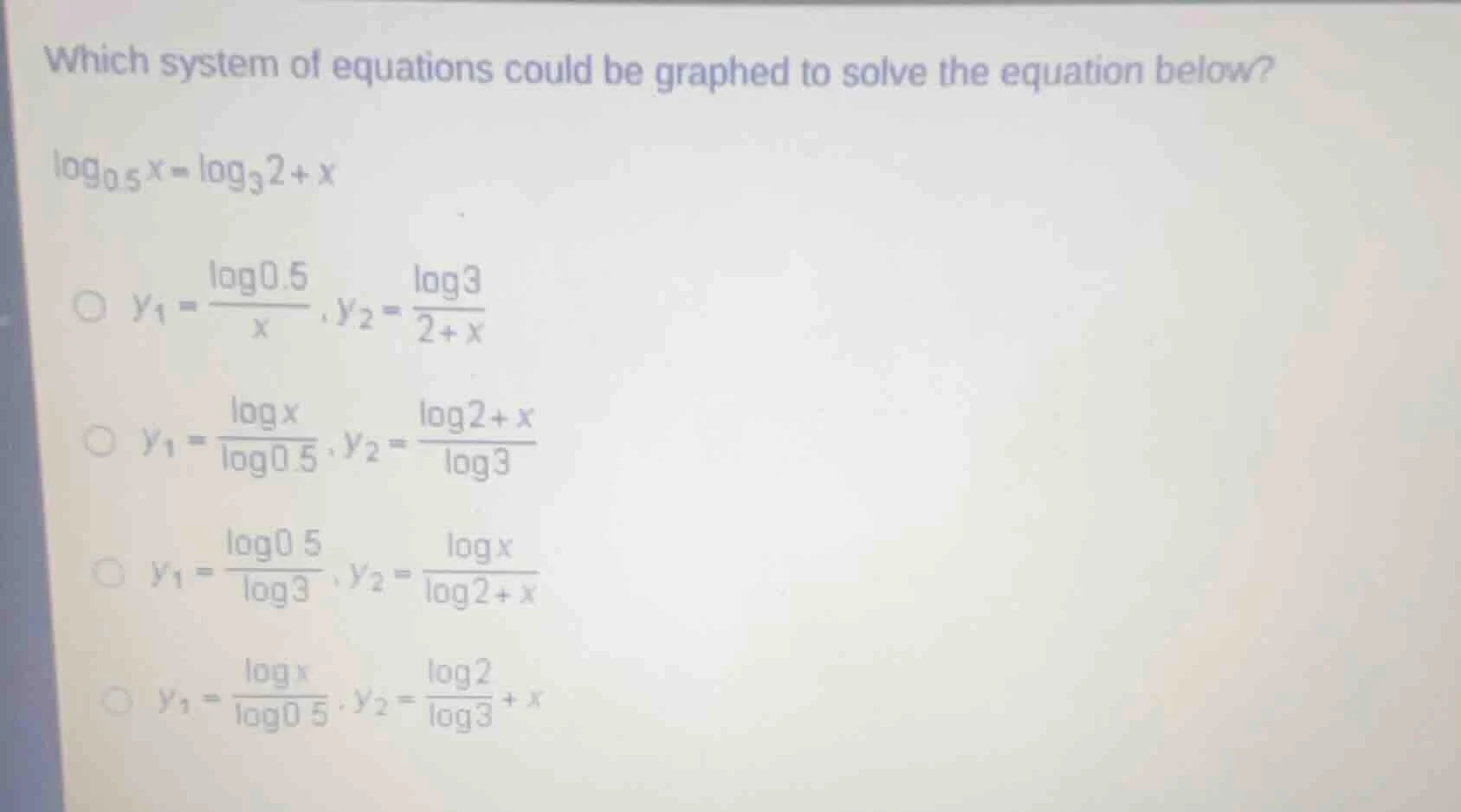 which system of equations could be graphed to solve the equation below?…