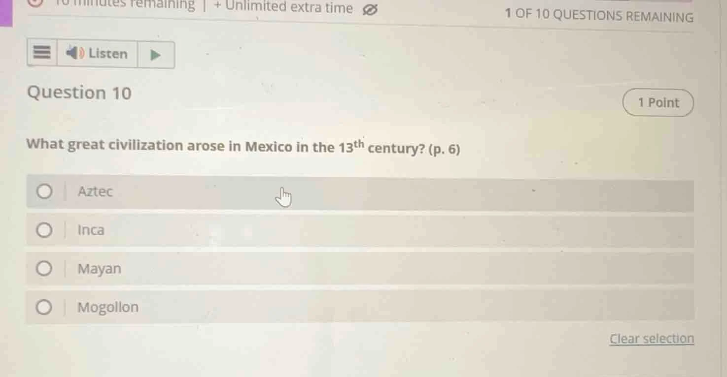 1 of 10 questions remaining listen question 10 1 point what great civil…