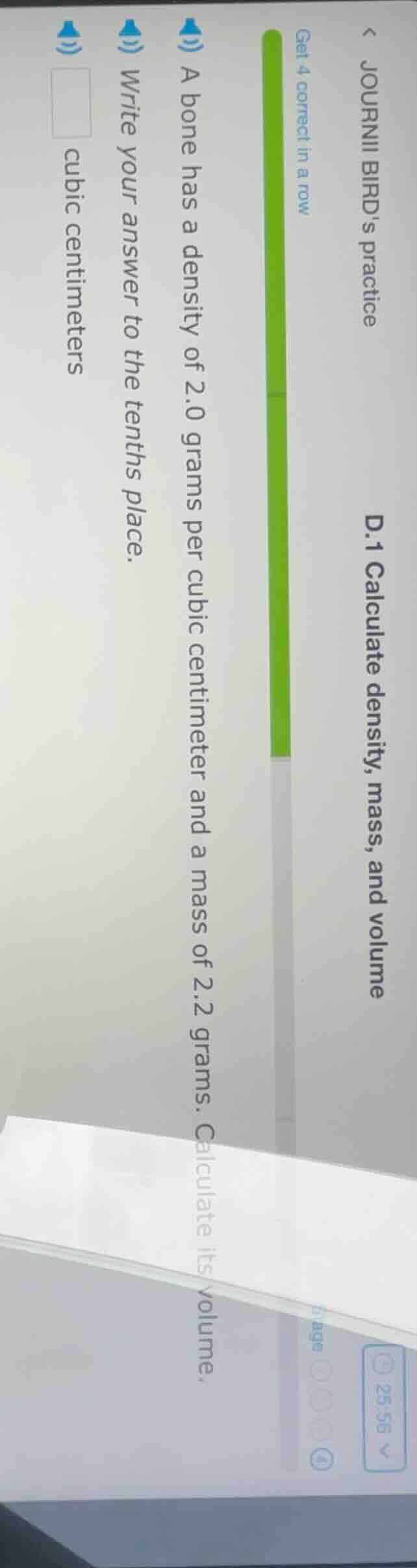 journii birds practice d.1 calculate density, mass, and volume get 4 co…