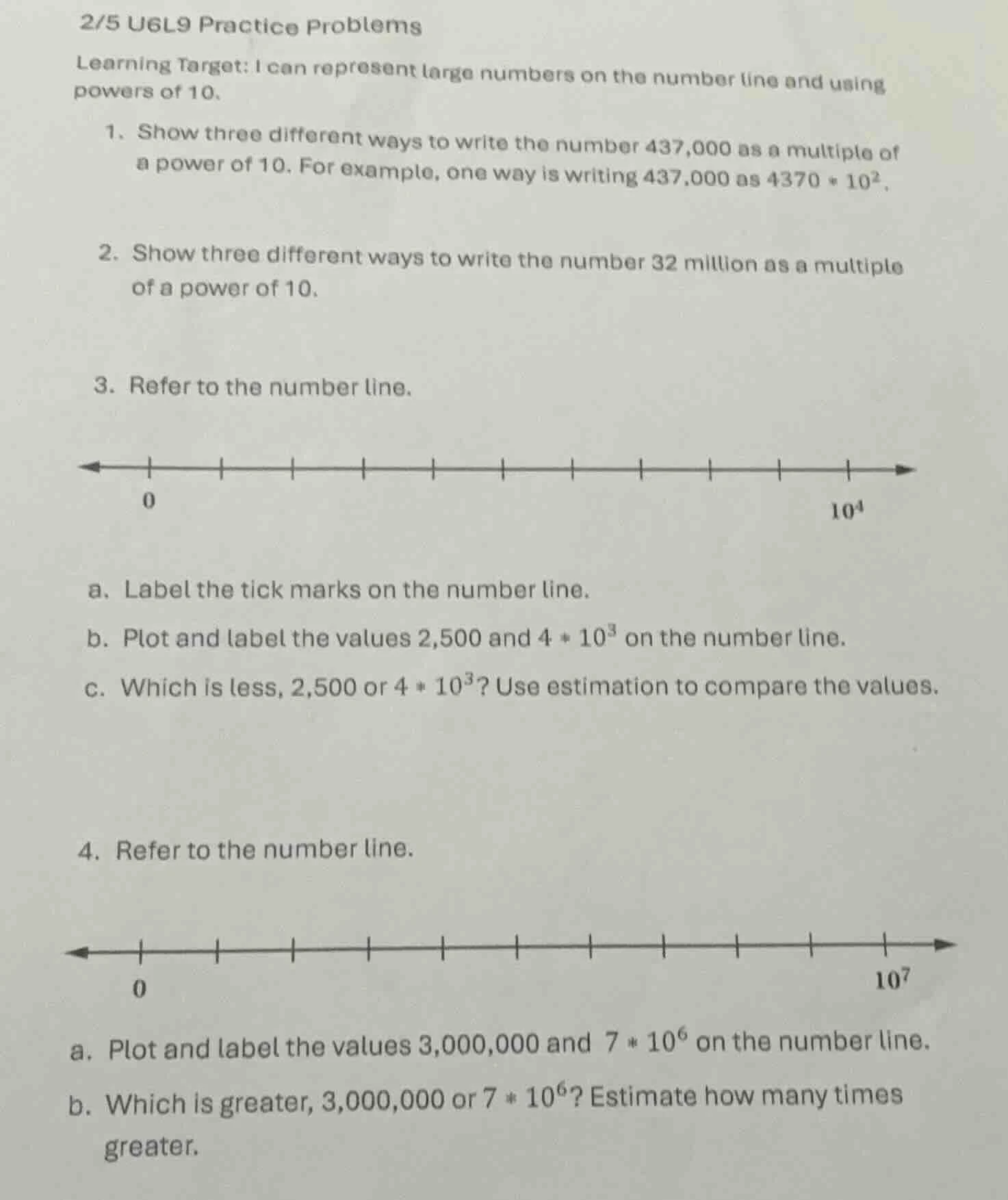 2/5 u6l9 practice problems learning target: i can represent large numbe…