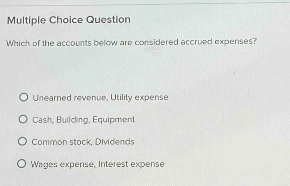 multiple choice question which of the accounts below are considered acc…