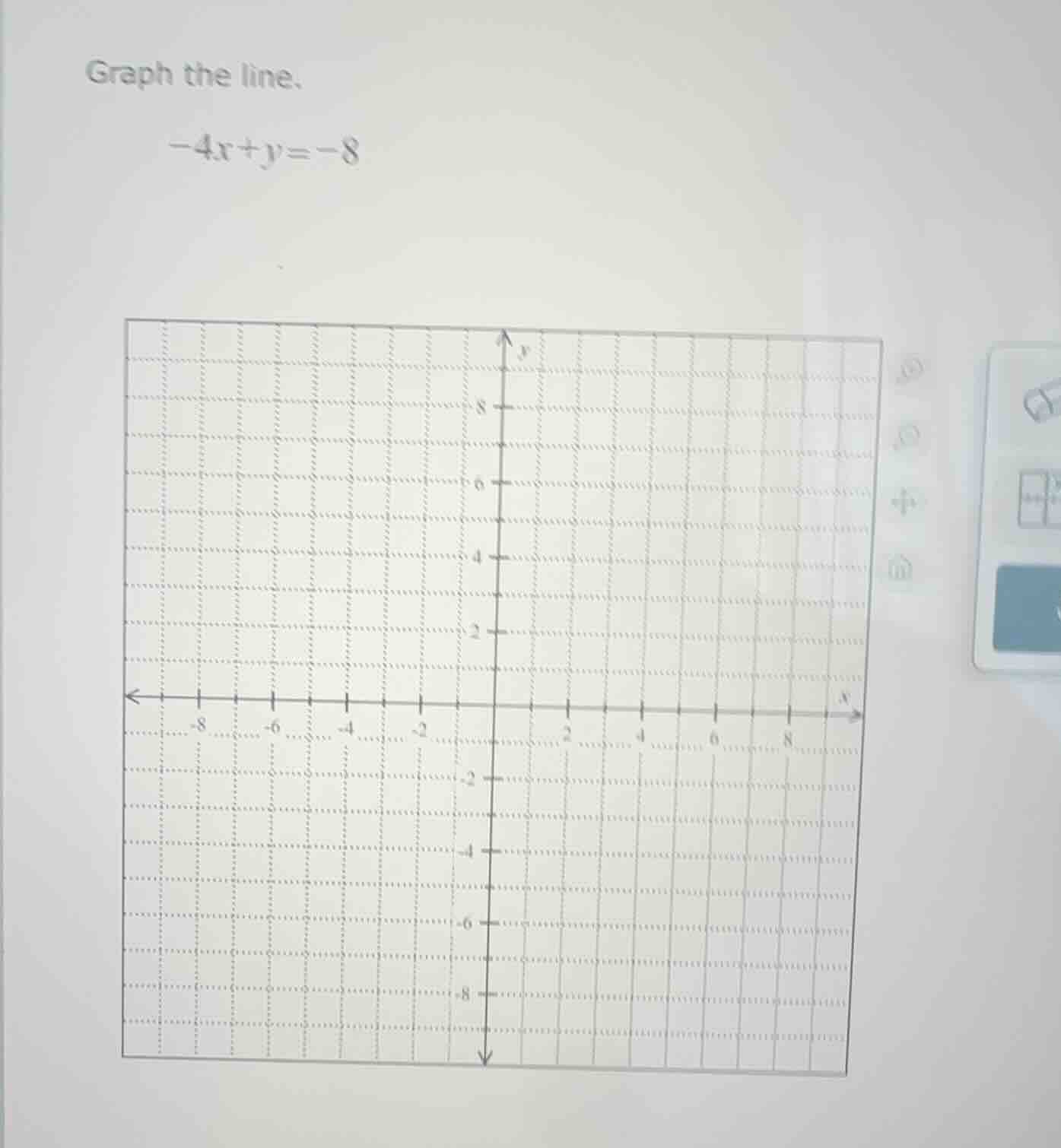 graph the line. $-4x+y=-8$