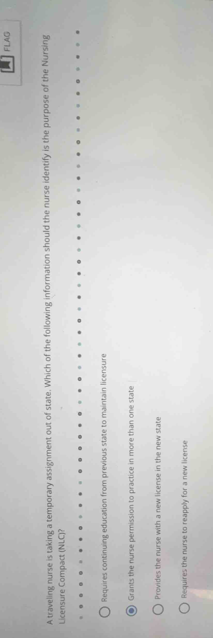 a traveling nurse is taking a temporary assignment out of state. which …