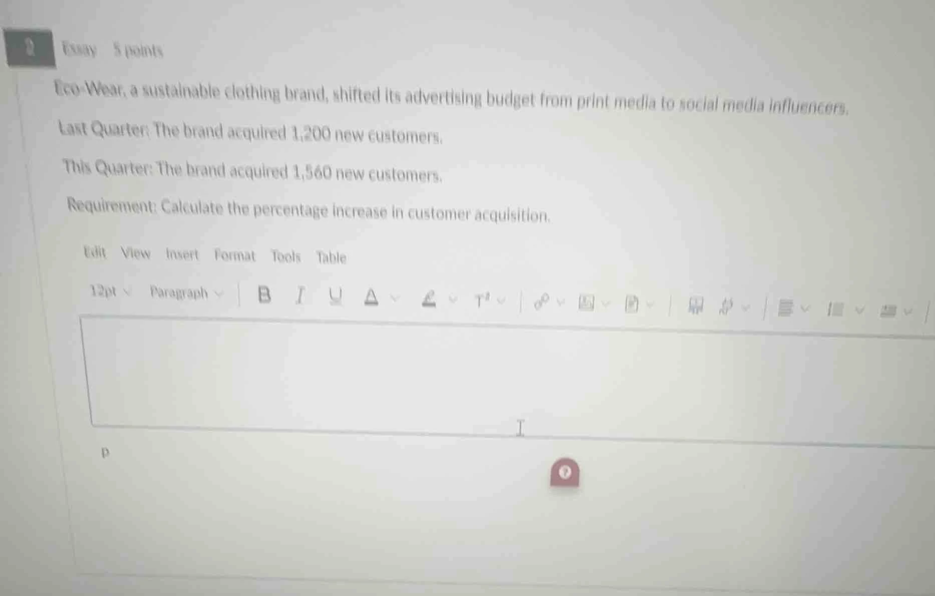 2 essay 5 points eco-wear, a sustainable clothing brand, shifted its ad…