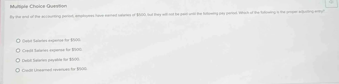 multiple choice question by the end of the accounting period, employees…