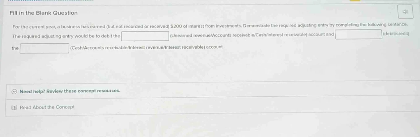 fill in the blank question for the current year, a business has earned …