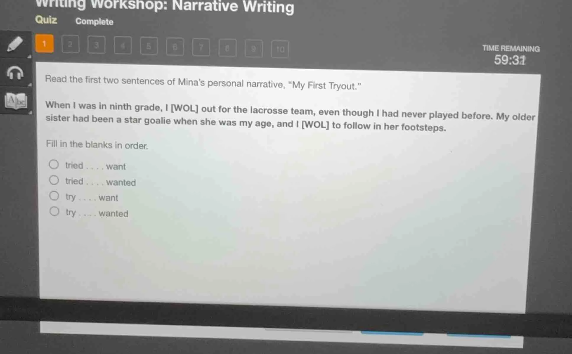writing workshop: narrative writing quiz complete 1 2 3 4 5 6 7 8 9 10 …