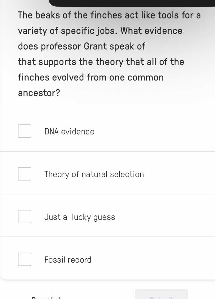 the beaks of the finches act like tools for a variety of specific jobs.…