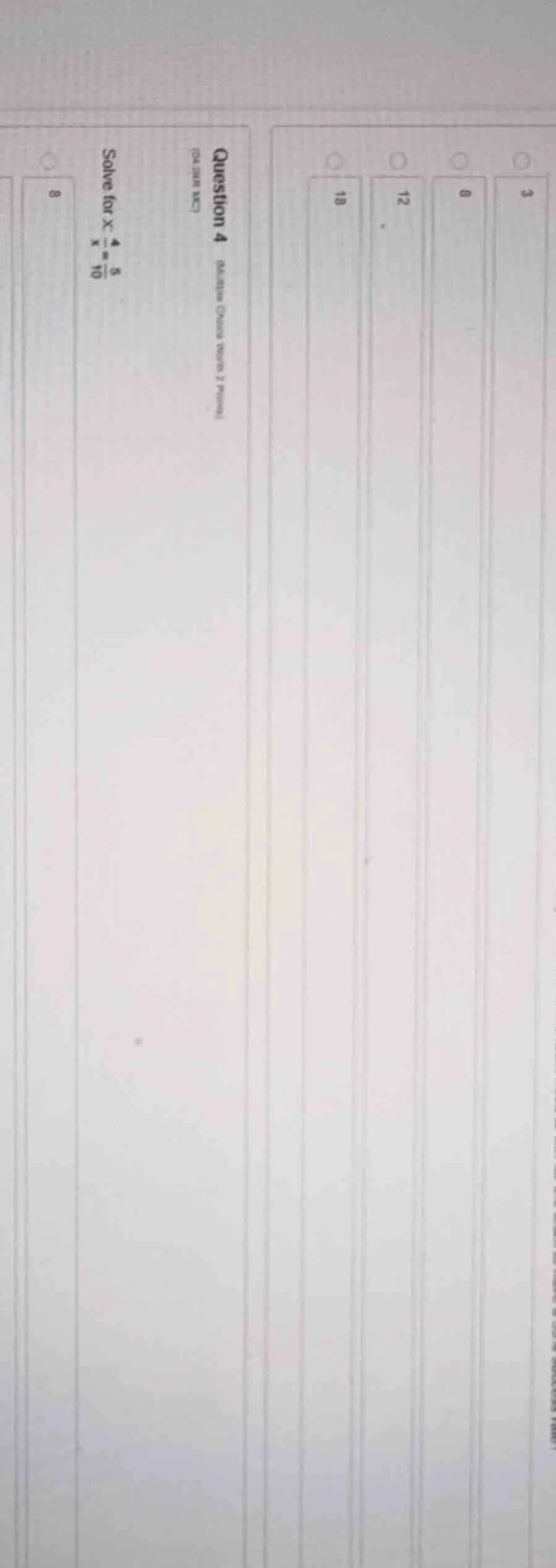 question 4 (multiple choice worth 2 points) (oa gar 81c) solve for x: $…