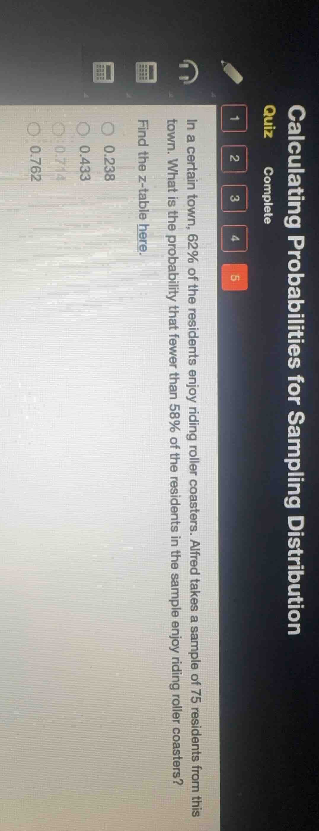 calculating probabilities for sampling distribution quiz complete 1 2 3…