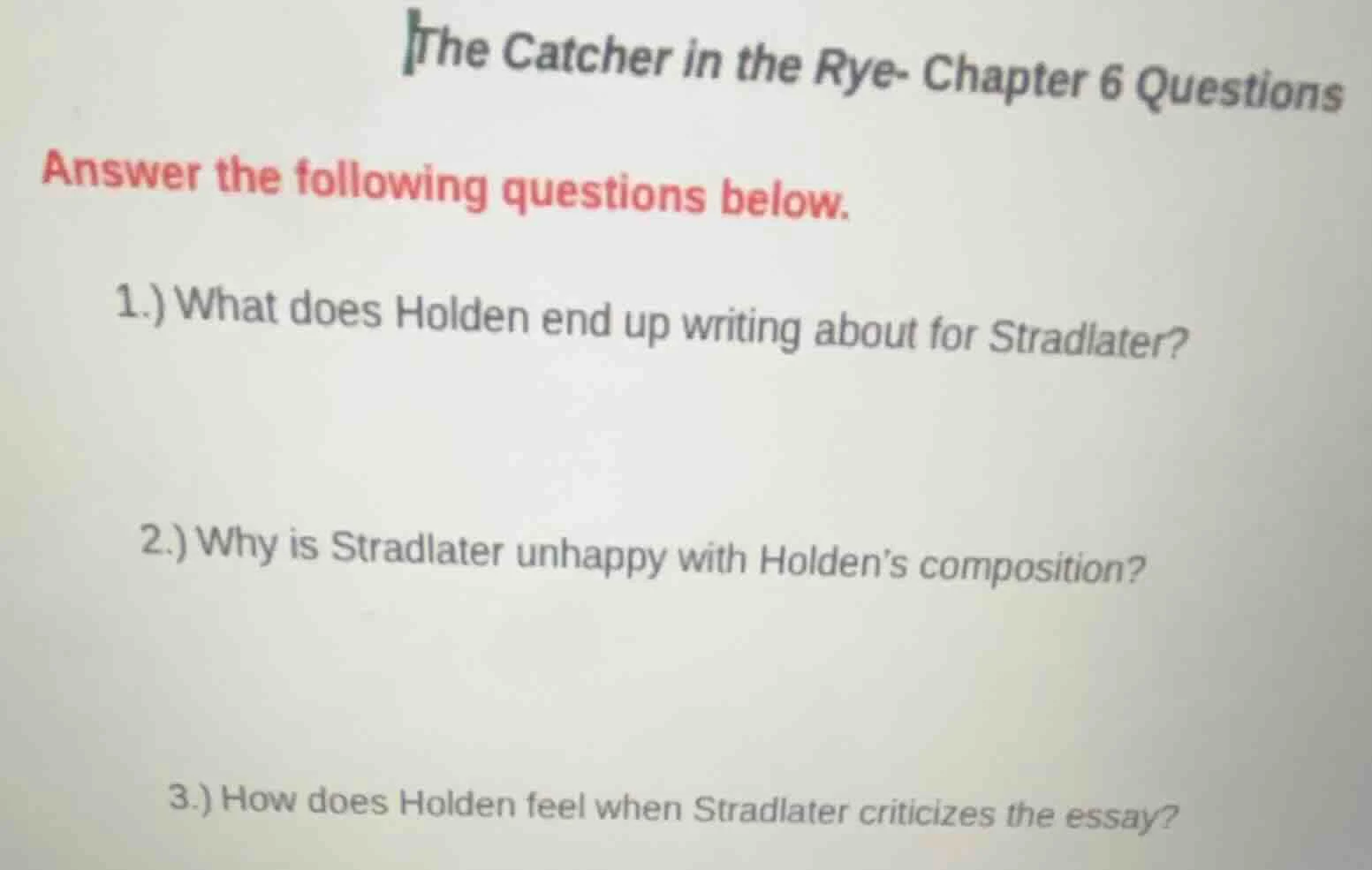 the catcher in the rye- chapter 6 questions answer the following questi…