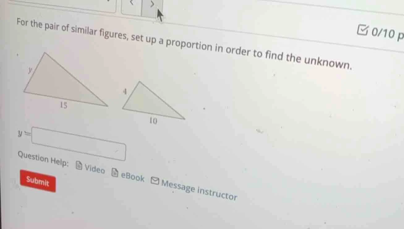 for the pair of similar figures, set up a proportion in order to find t…