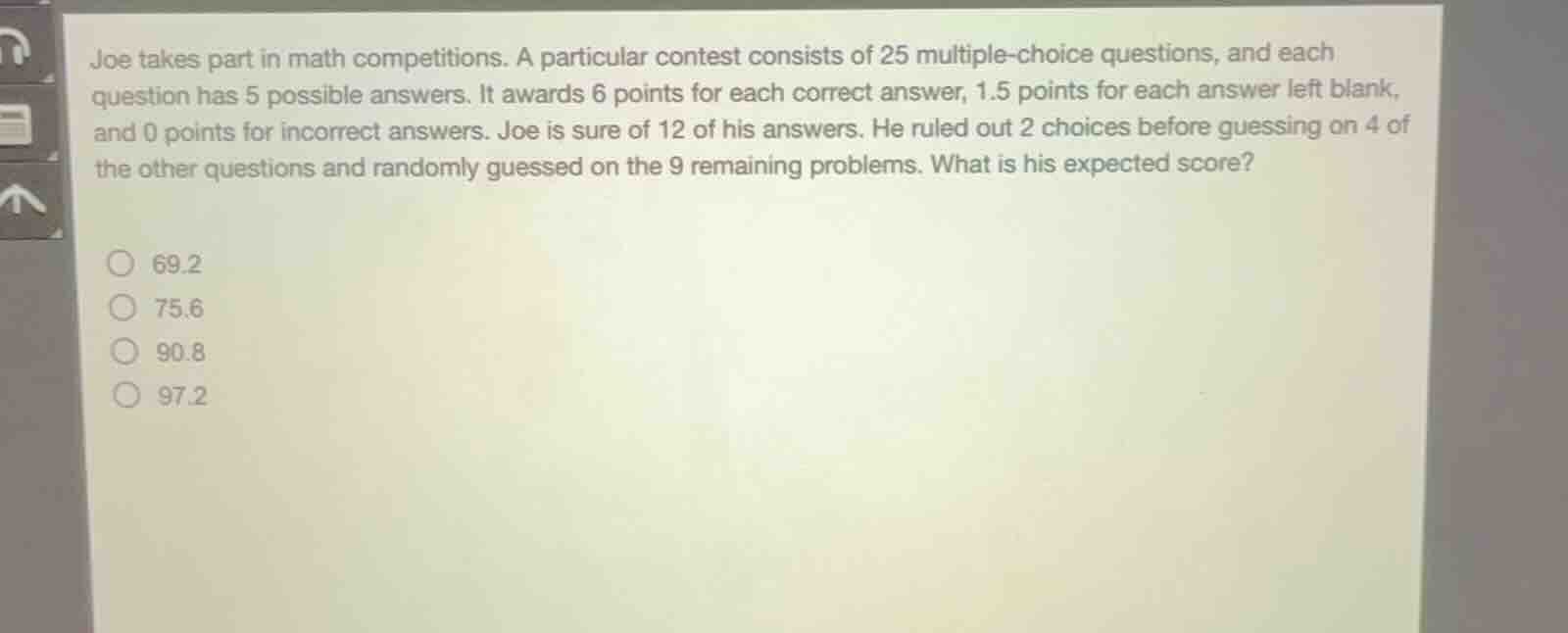joe takes part in math competitions. a particular contest consists of 2…