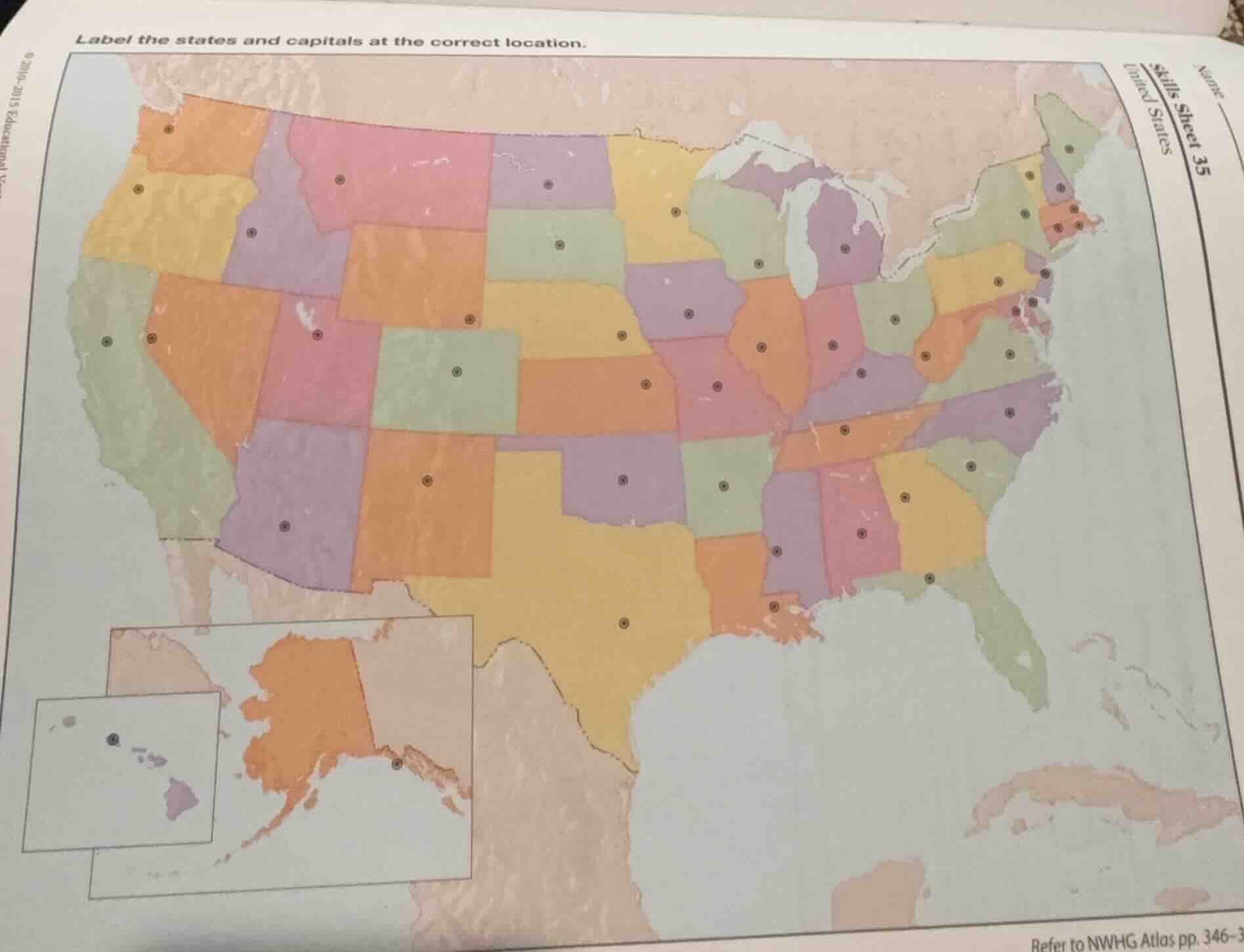 name skills sheet 35 united states label the states and capitals at the…