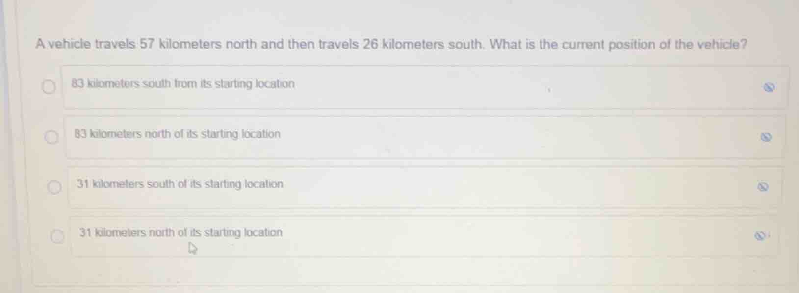 a vehicle travels 57 kilometers north and then travels 26 kilometers so…