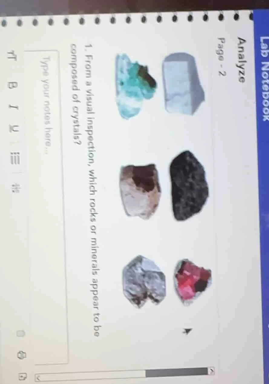 lab notebook analyze page - 2 1. from a visual inspection, which rocks …