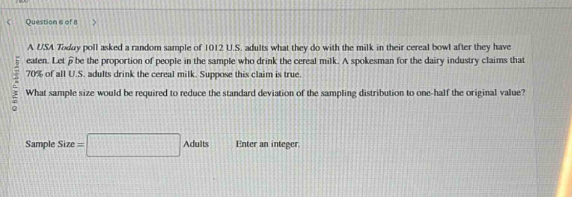 question 6 of 8 > a usa today poll asked a random sample of 1012 u.s. a…