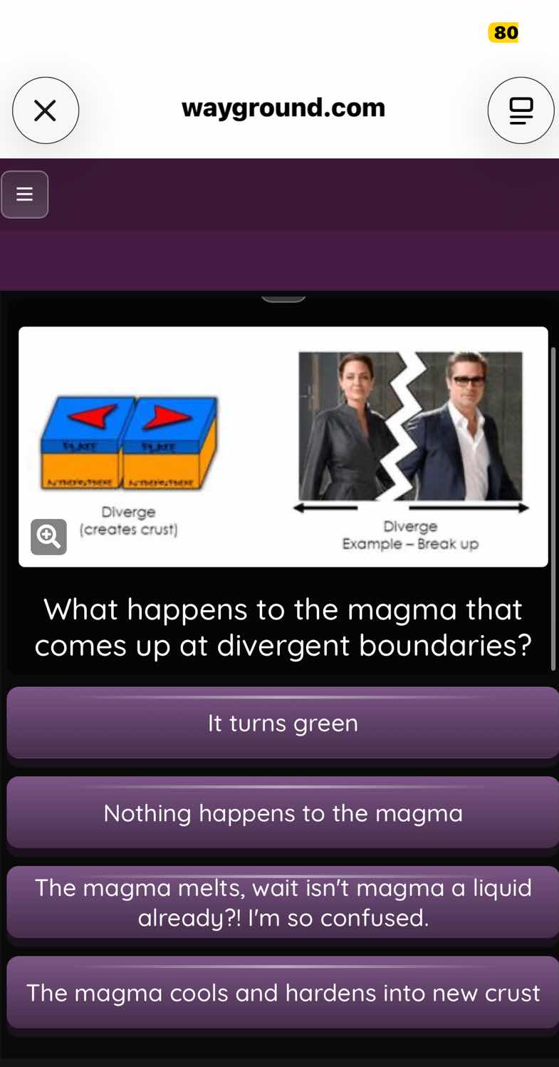 diverge (creates crust) dlverge example - break up what happens to the …