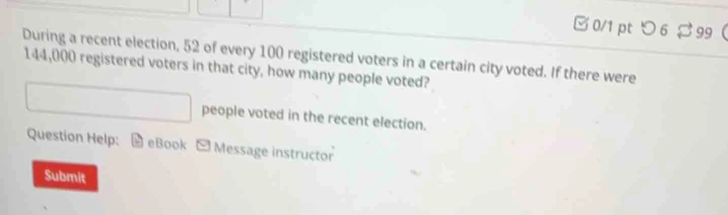 during a recent election, 52 of every 100 registered voters in a certai…