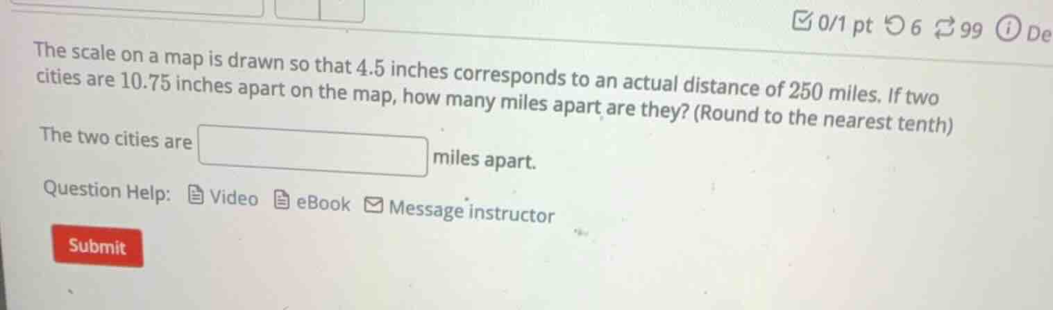 the scale on a map is drawn so that 4.5 inches corresponds to an actual…
