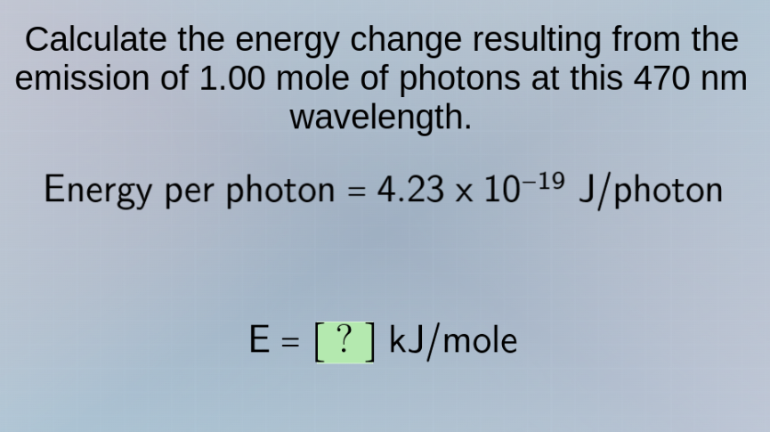 calculate the energy change resulting from the emission of 1.00 mole of…