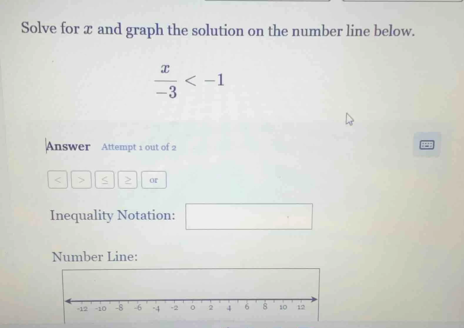 solve for $x$ and graph the solution on the number line below. $\frac{x…