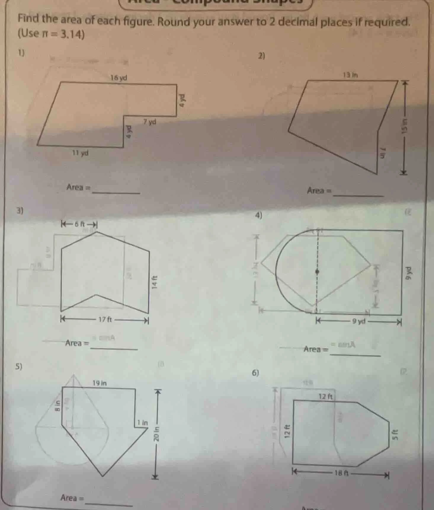 find the area of each figure. round your answer to 2 decimal places if …