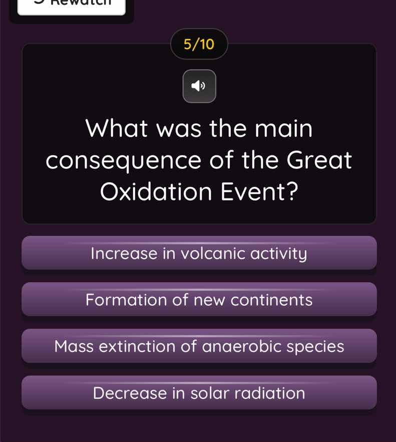 5/10 what was the main consequence of the great oxidation event? increa…