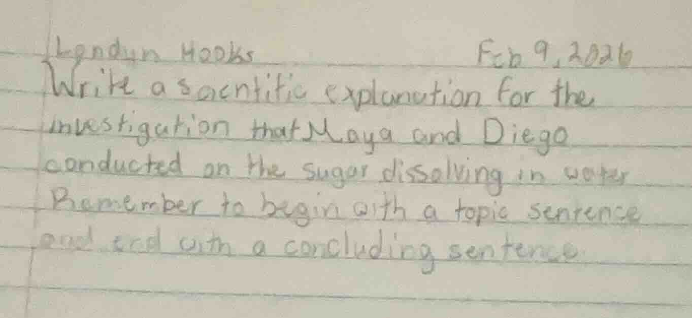 london hooks feb 9, 2026 write a scientific explanation for the investi…