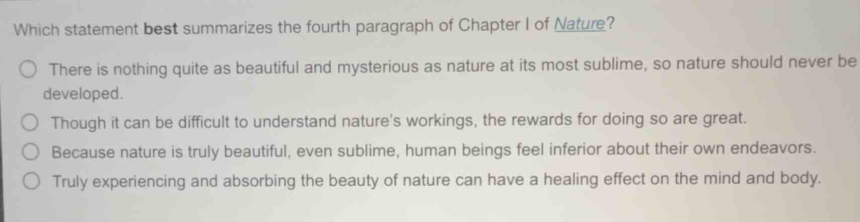 which statement best summarizes the fourth paragraph of chapter i of na…