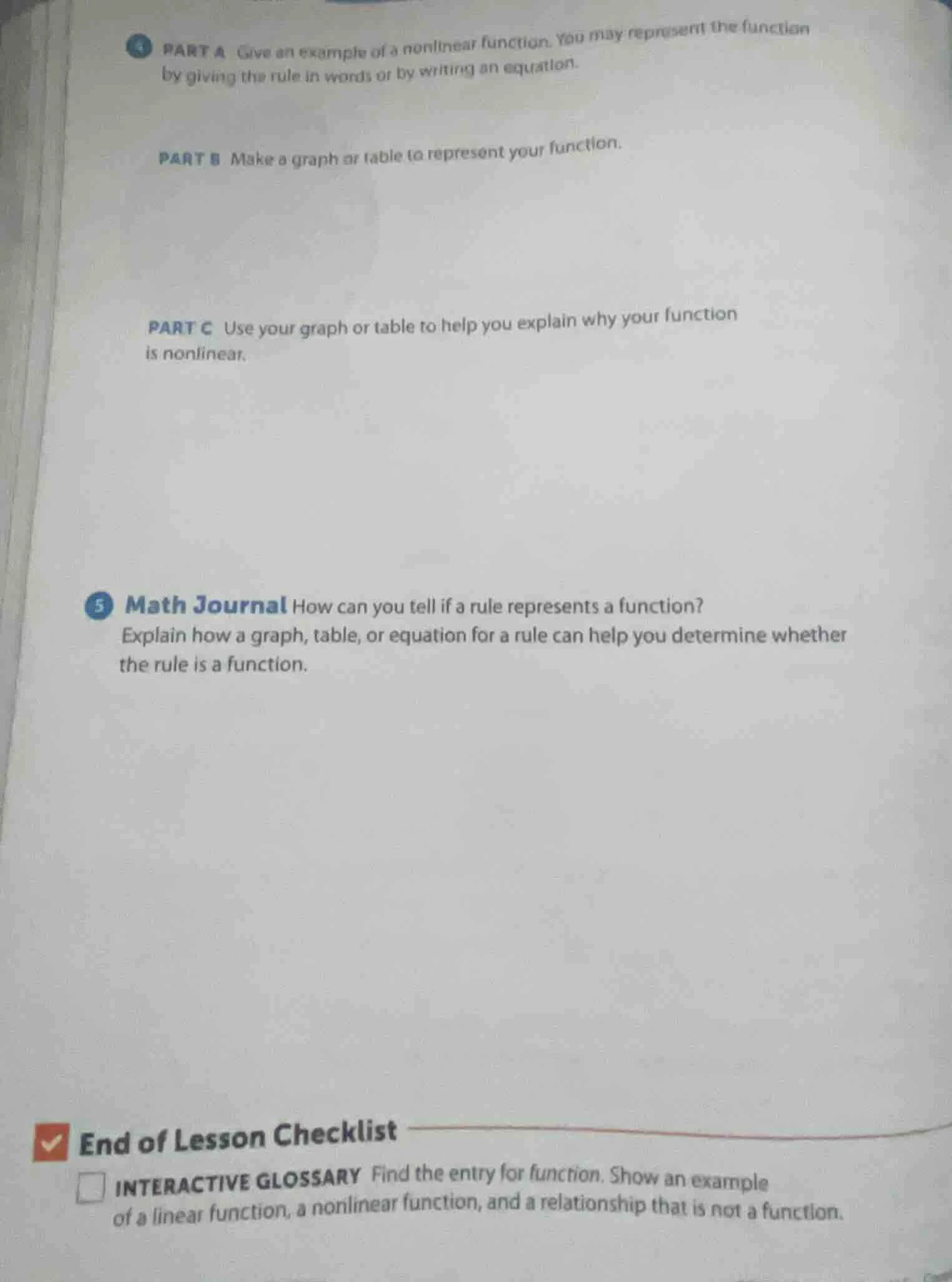 4 part a give an example of a nonlinear function. you may represent the…