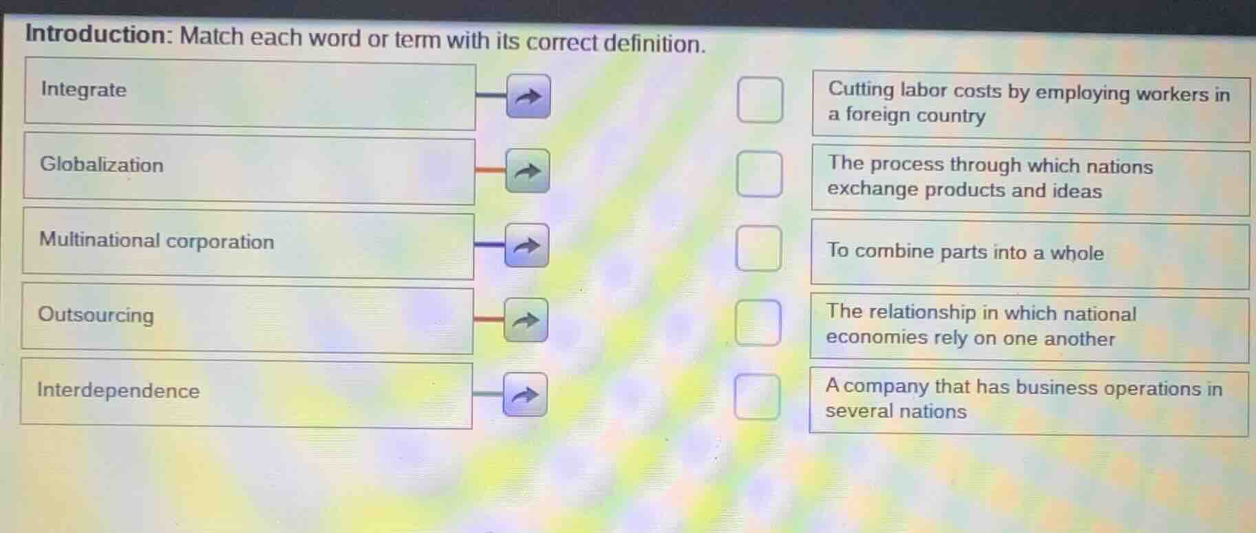 introduction: match each word or term with its correct definition. inte…