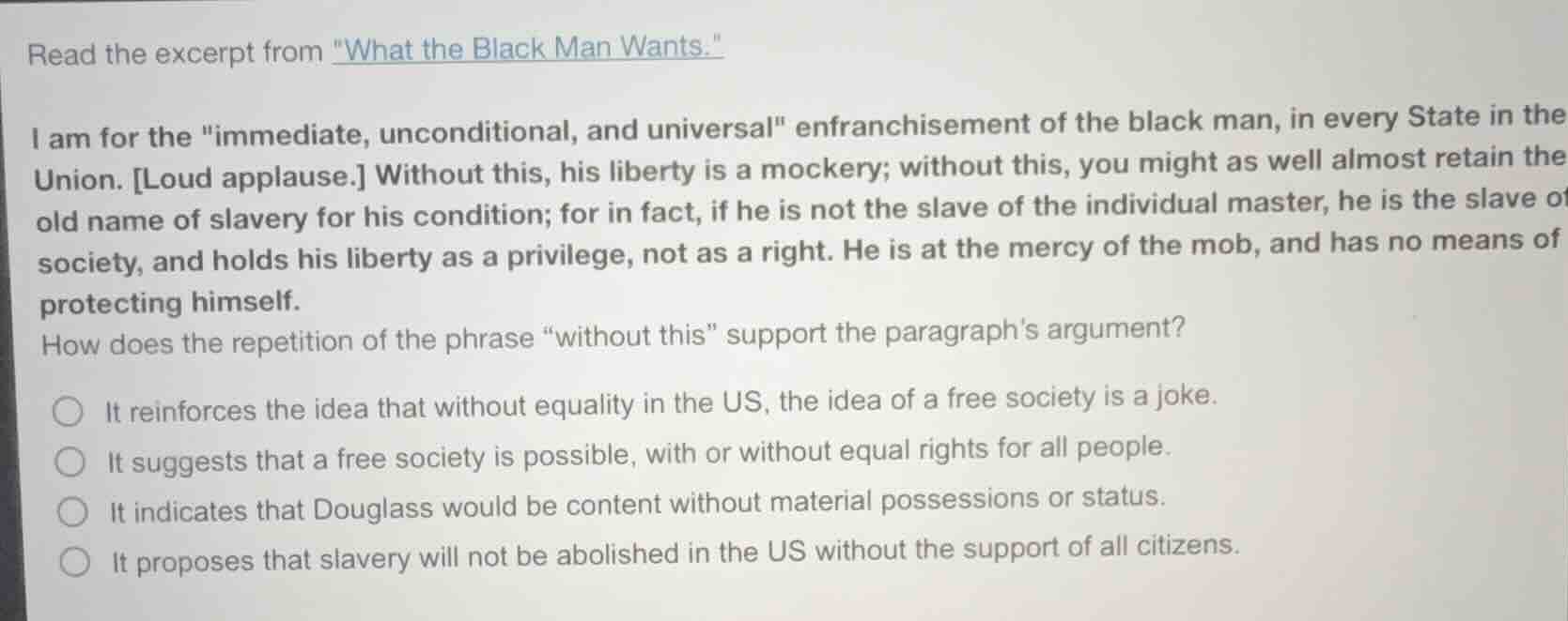 read the excerpt from \what the black man wants.\ i am for the \immedia…