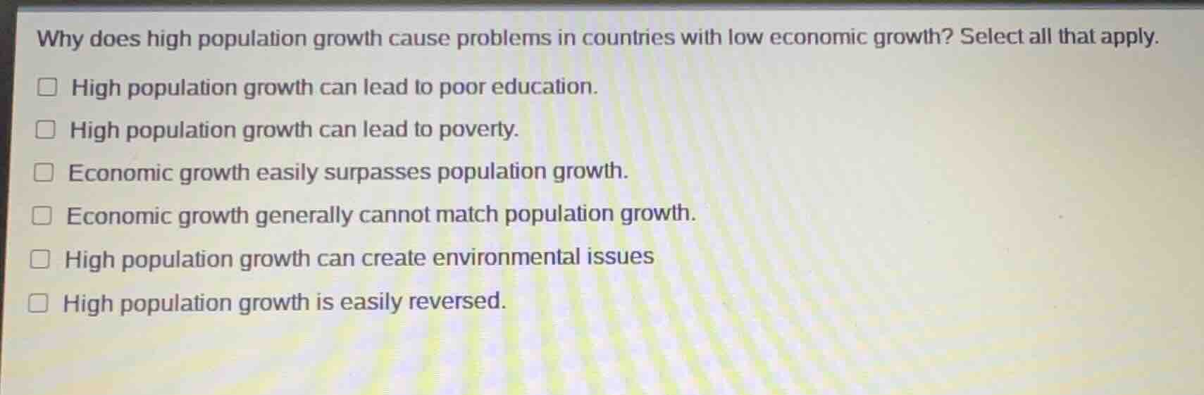 why does high population growth cause problems in countries with low ec…