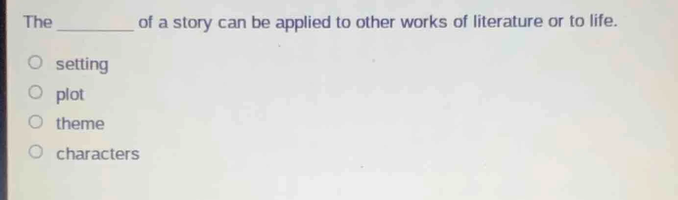 the ________ of a story can be applied to other works of literature or …