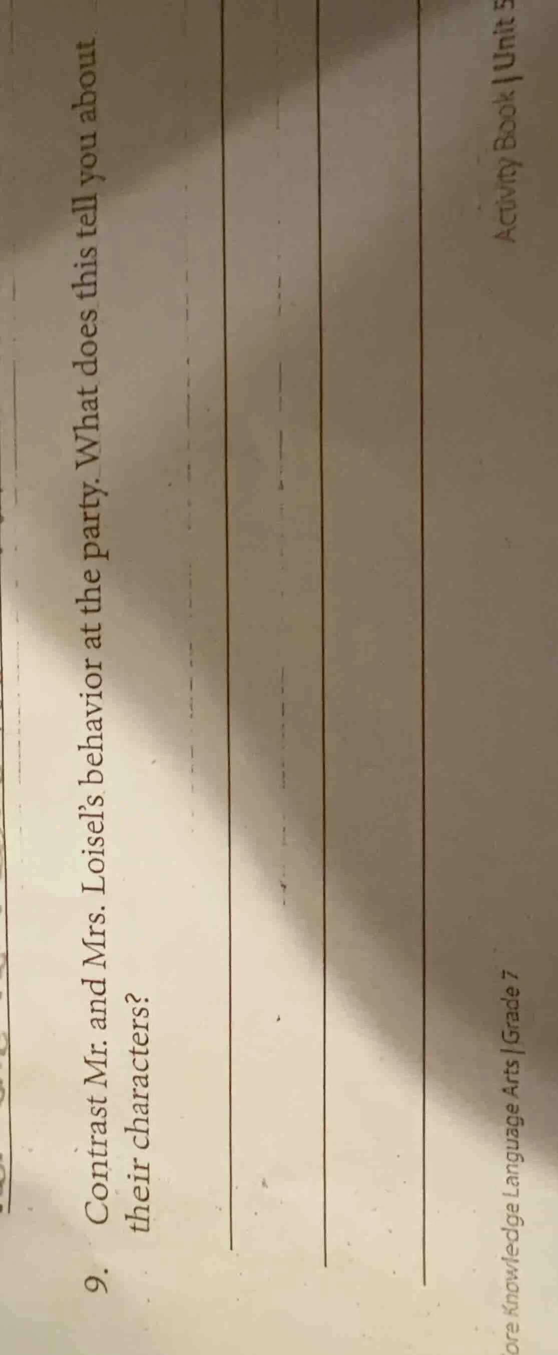 9. contrast mr. and mrs. loisels behavior at the party. what does this …