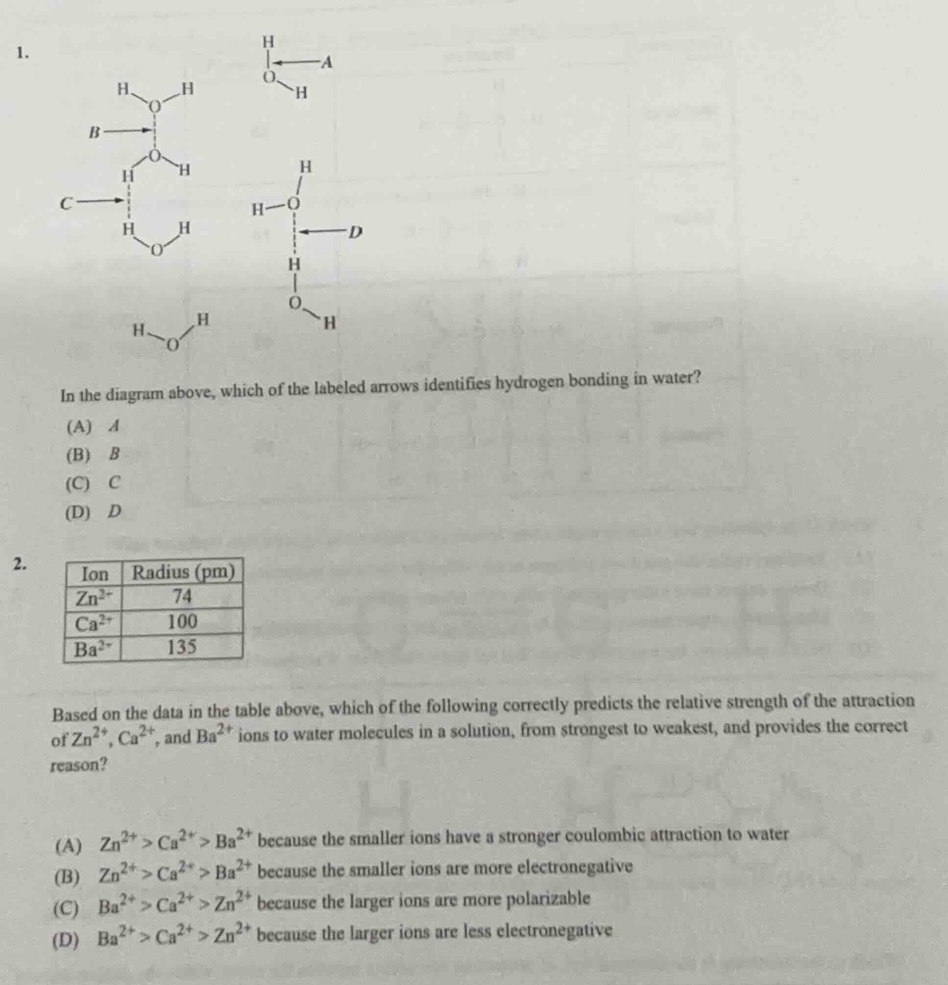 1. in the diagram above, which of the labeled arrows identifies hydroge…