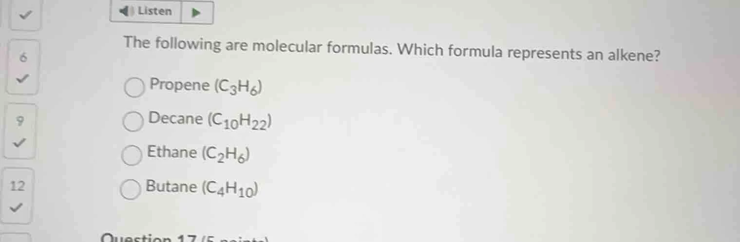 listen the following are molecular formulas. which formula represents a…