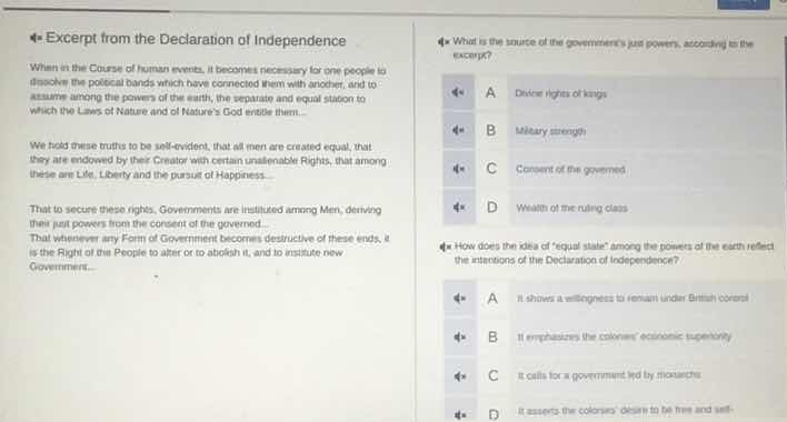 excerpt from the declaration of independence when in the course of huma…