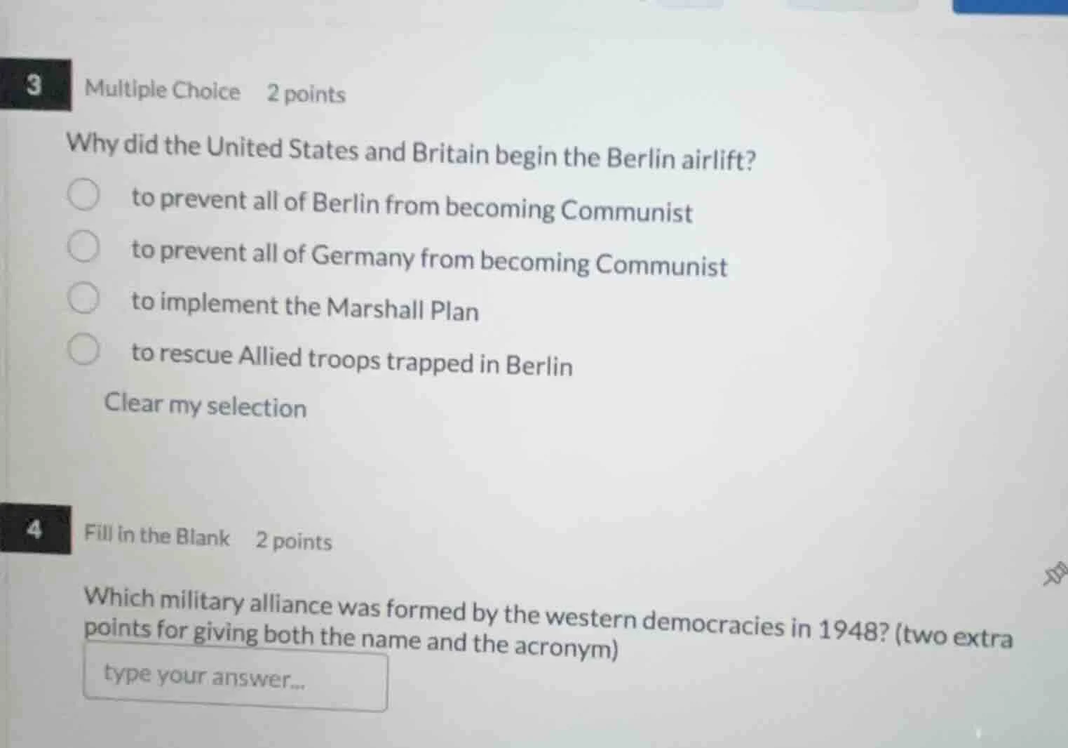 3 multiple choice 2 points why did the united states and britain begin …