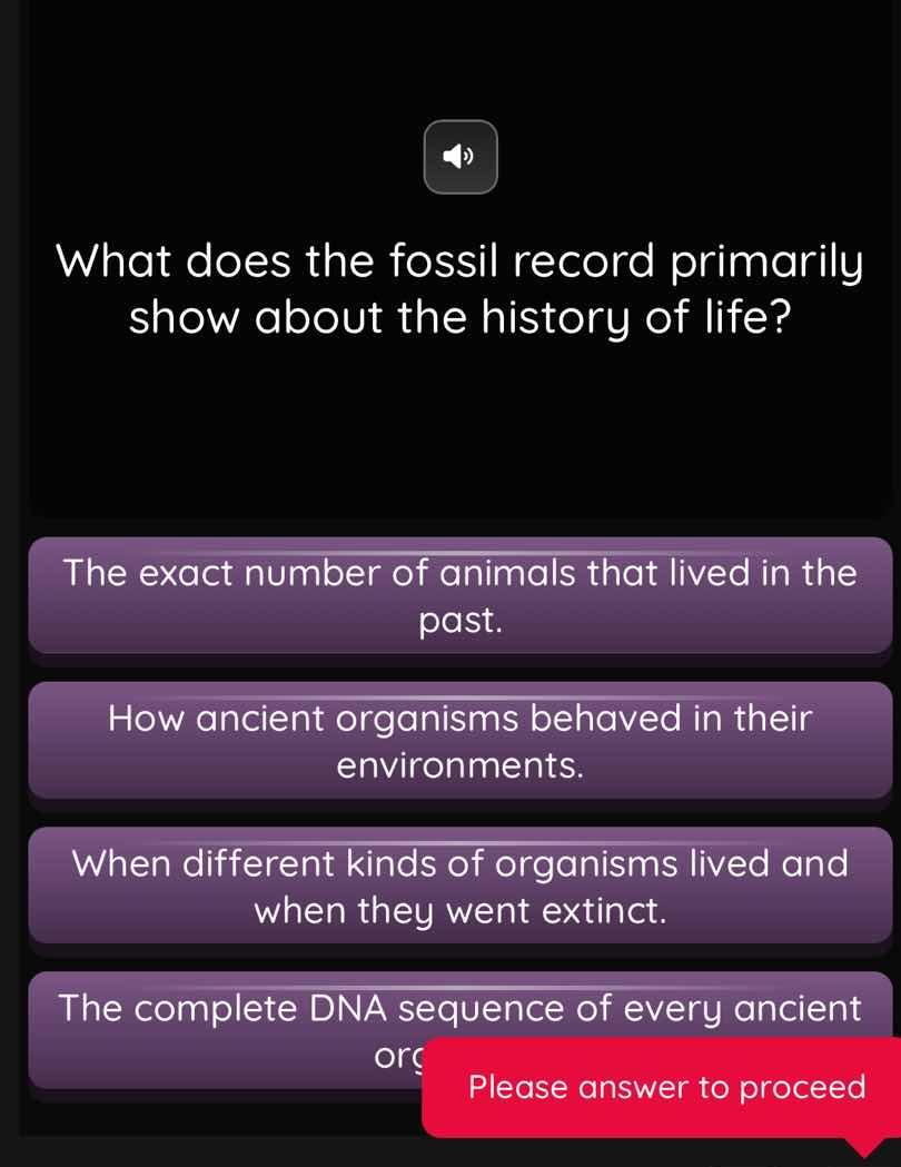 what does the fossil record primarily show about the history of life? t…